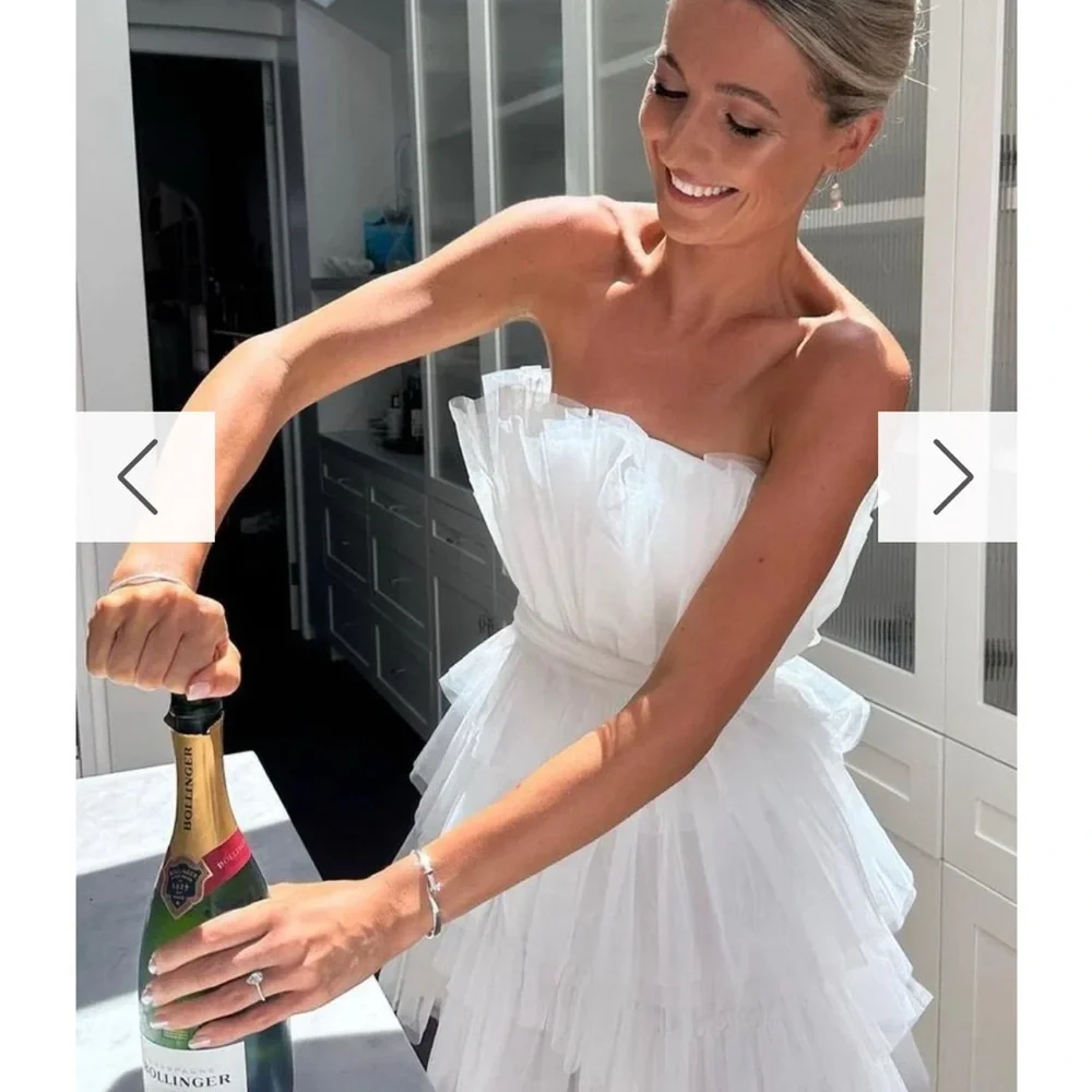 White Decorative Tulle Party Dress - Brand: